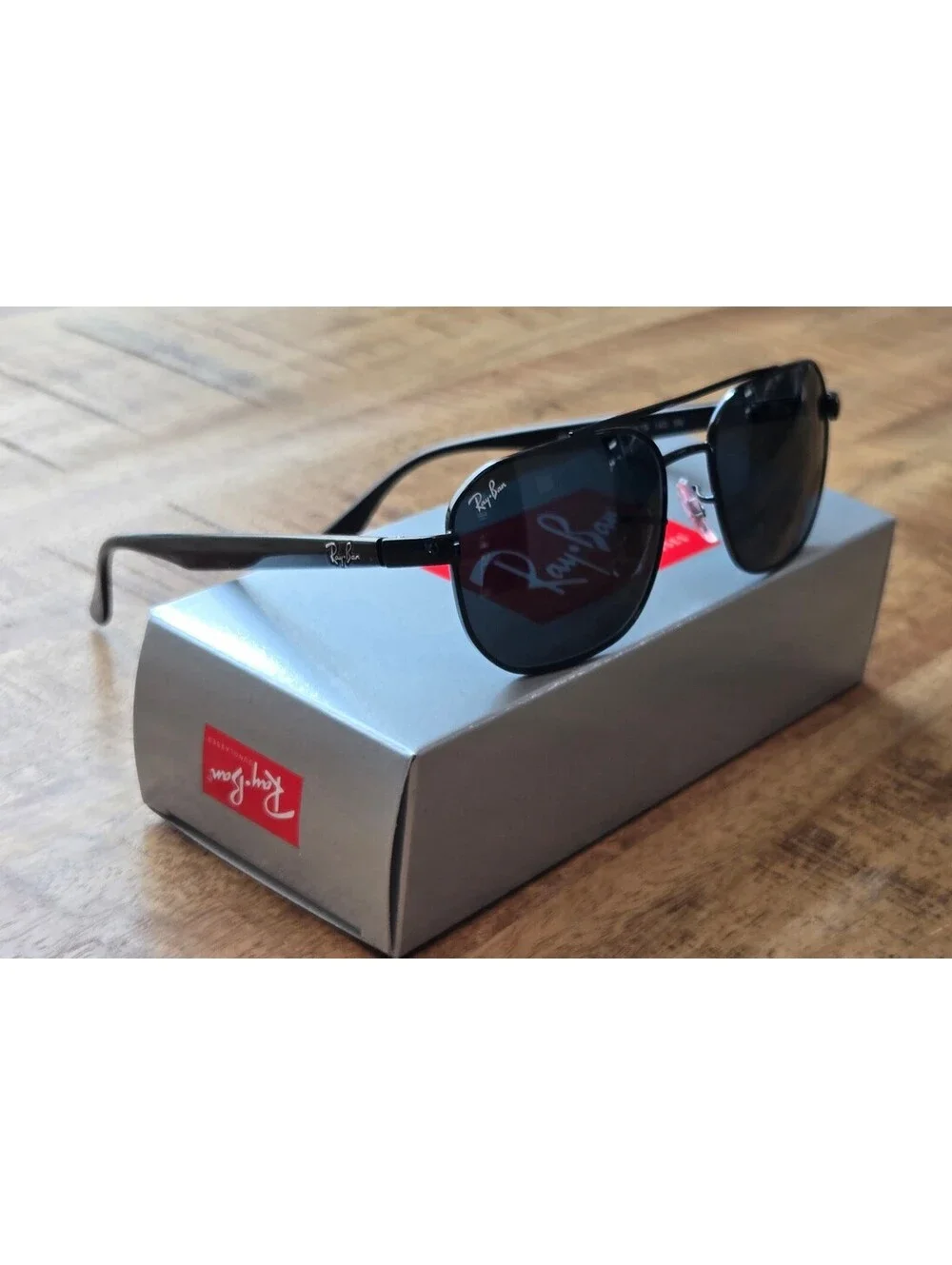 Ray-Ban RB3693 002/B1 Black Square Navigator Sunglasses 56mm, NEW ITALY w/ Case